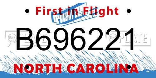 B696221 North Carolina License Plate