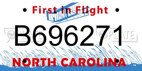 B696271 North Carolina License Plate