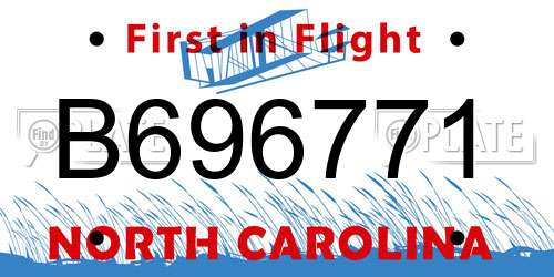 B696771 North Carolina License Plate