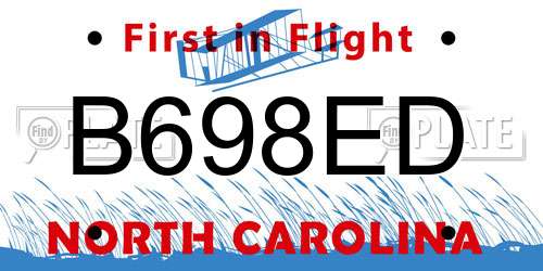 B698ED North Carolina License Plate