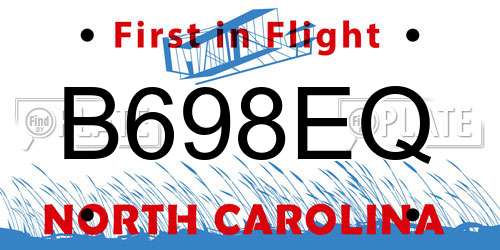 B698EQ North Carolina License Plate