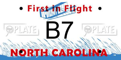 B7 North Carolina License Plate