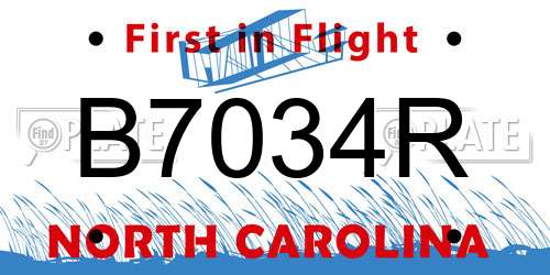 B7034R North Carolina License Plate