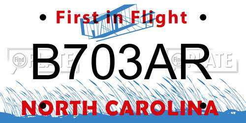 B703AR North Carolina License Plate