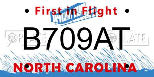 B709AT North Carolina License Plate