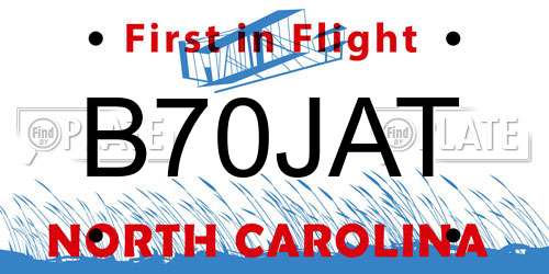 B70JAT North Carolina License Plate