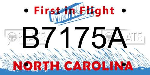 B7175A North Carolina License Plate