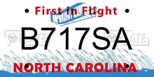 B717SA North Carolina License Plate