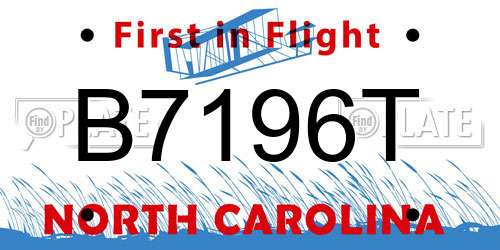 B7196T North Carolina License Plate