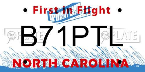 B71PTL North Carolina License Plate