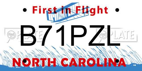 B71PZL North Carolina License Plate