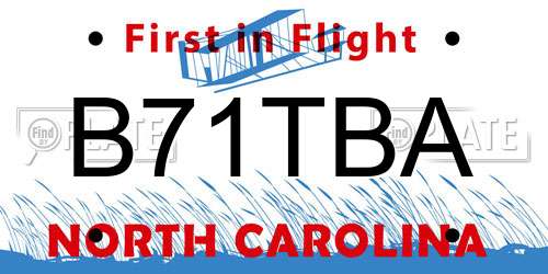 B71TBA North Carolina License Plate