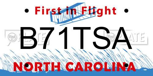 B71TSA North Carolina License Plate