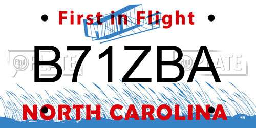 B71ZBA North Carolina License Plate