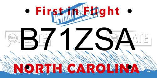 B71ZSA North Carolina License Plate