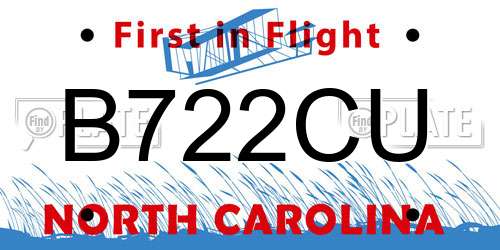 B722CU North Carolina License Plate