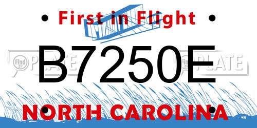 B7250E North Carolina License Plate