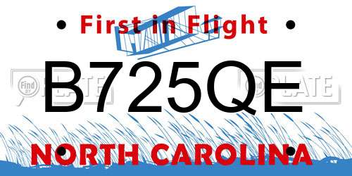 B725QE North Carolina License Plate