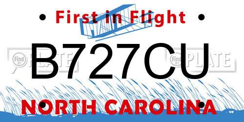 B727CU North Carolina License Plate
