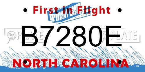 B7280E North Carolina License Plate
