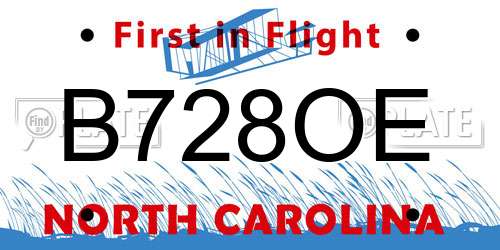 B728OE North Carolina License Plate