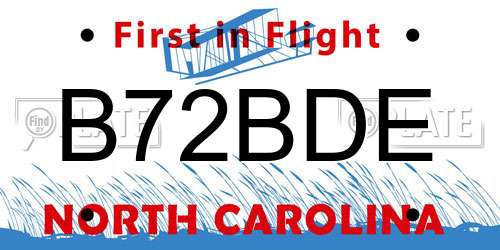 B72BDE North Carolina License Plate
