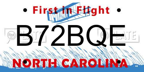 B72BQE North Carolina License Plate