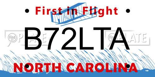 B72LTA North Carolina License Plate