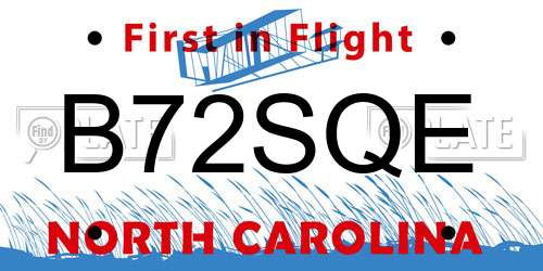 B72SQE North Carolina License Plate