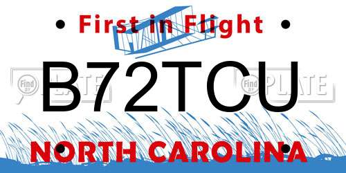 B72TCU North Carolina License Plate