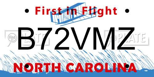 B72VMZ North Carolina License Plate