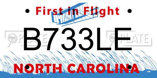 B733LE North Carolina License Plate