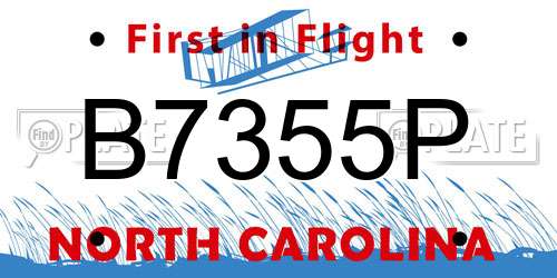 B7355P North Carolina License Plate