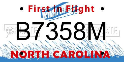B7358M North Carolina License Plate