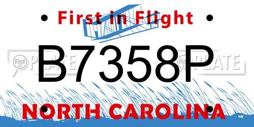 B7358P North Carolina License Plate