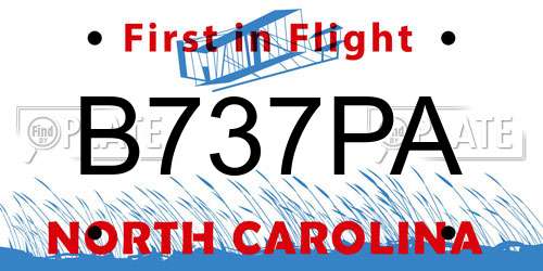 B737PA North Carolina License Plate