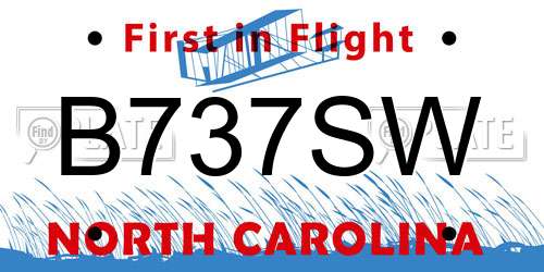 B737SW North Carolina License Plate