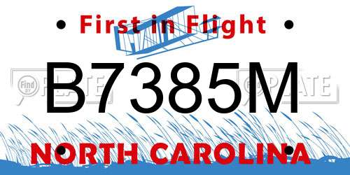 B7385M North Carolina License Plate