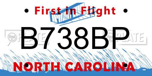 B738BP North Carolina License Plate