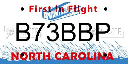 B73BBP North Carolina License Plate