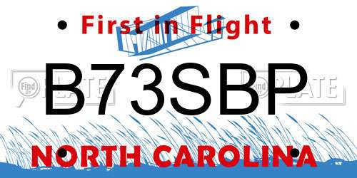B73SBP North Carolina License Plate