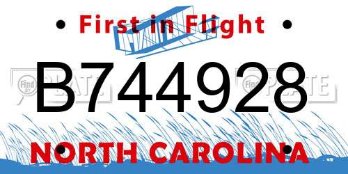 B744928 North Carolina License Plate