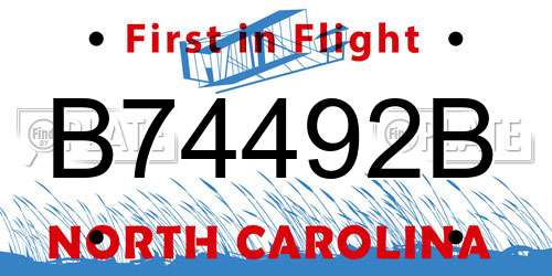 B74492B North Carolina License Plate