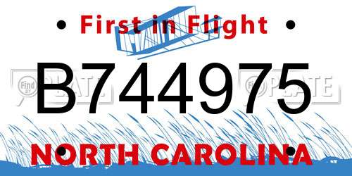 B744975 North Carolina License Plate
