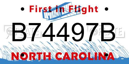 B74497B North Carolina License Plate