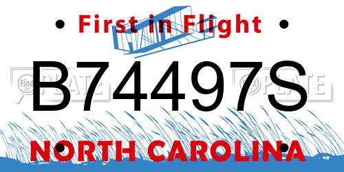 B74497S North Carolina License Plate