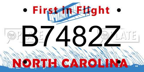 B7482Z North Carolina License Plate