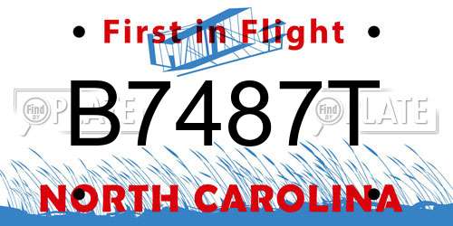 B7487T North Carolina License Plate