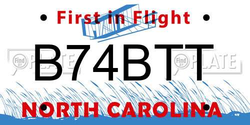 B74BTT North Carolina License Plate