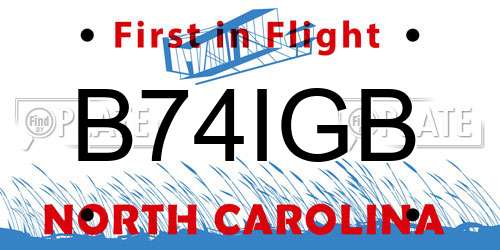 B74IGB North Carolina License Plate